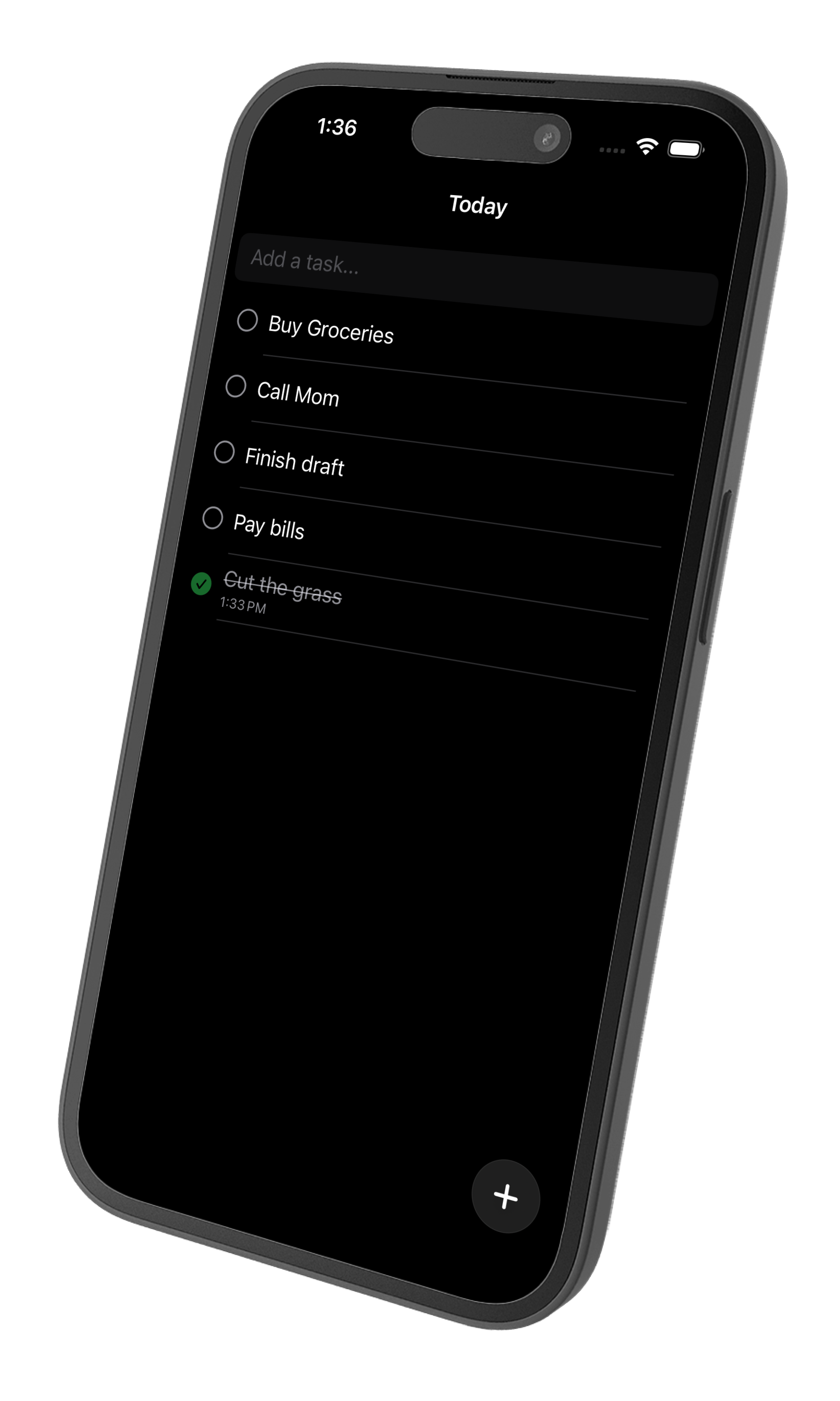 To Do running on iPhone, showing the Today list with tasks